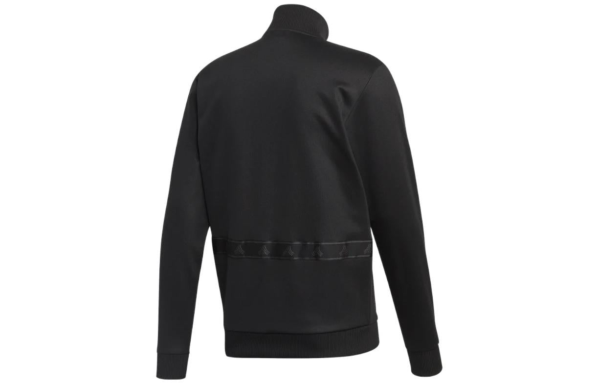 Men's adidas Solid Color Zipper Stand Collar Jacket Black DY5826