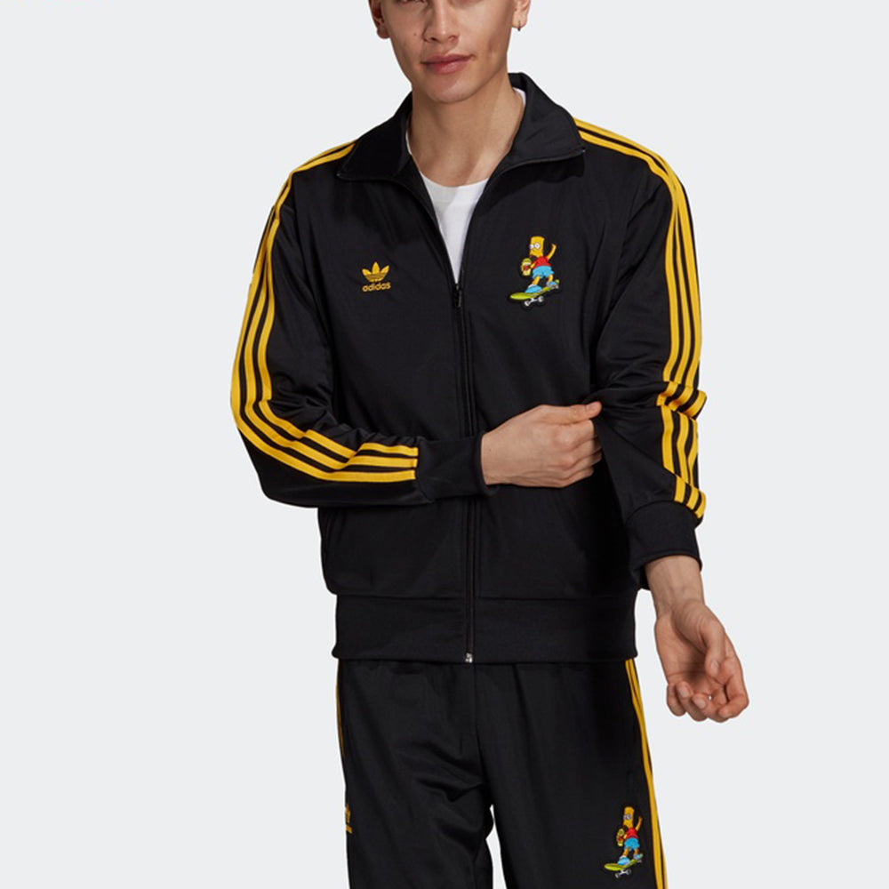 Men's adidas originals x The Simpsons Sports Stand Collar Logo Jacket Black HA5814