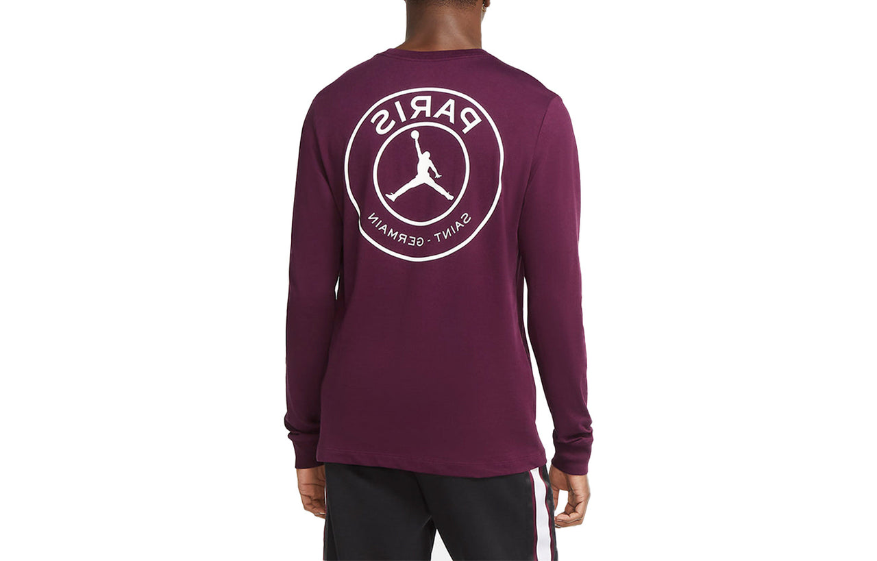 Air Jordan Paris Saint-Germain Round Neck Solid Color Alphabet Long Sleeves Red CK9782-610