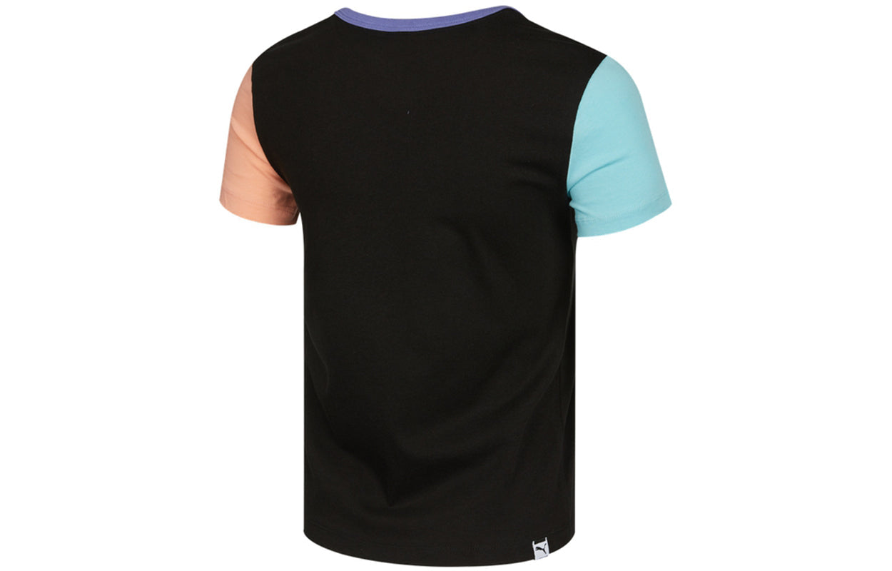 (WMNS) PUMA Casual Colorblock Round Neck Short Sleeve Black 531441-01