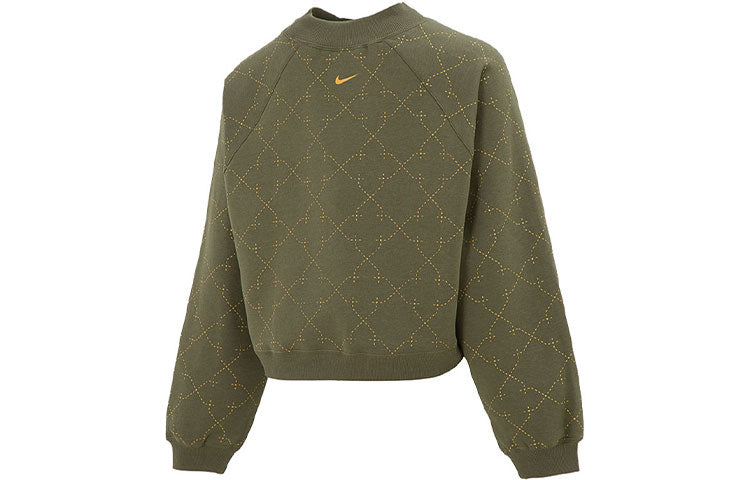 (WMNS) Nike Athleisure Casual Sports Fleece Lined Short Round Neck Pullover Hoodie Green DM7281-222
