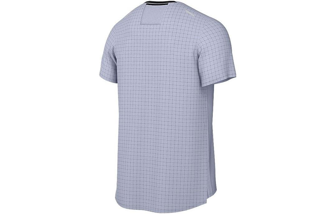 Men's Nike Solid Color Plaid Round Neck Pullover Breathable Short Sleeve Blue T-Shirt DN4483-057