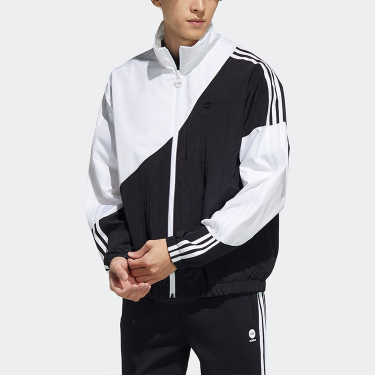 adidas neo Colorblock Stand Collar Long Sleeves Zipper Jacket Black HC9680