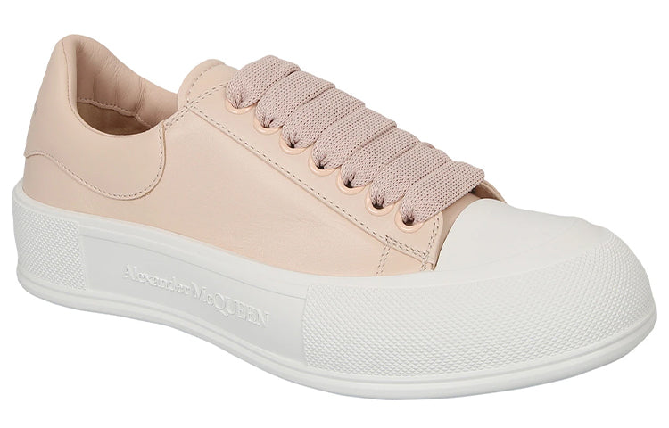(WMNS) Alexander McQueen Deck Plimsoll Lace-Up Sneakers 'Peach White' 667245WIAB66835
