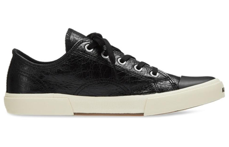 Balenciaga Paris Low Top Sneakers 'Black Destroyed Cotton and White Rubber' 688754W3RCB1090