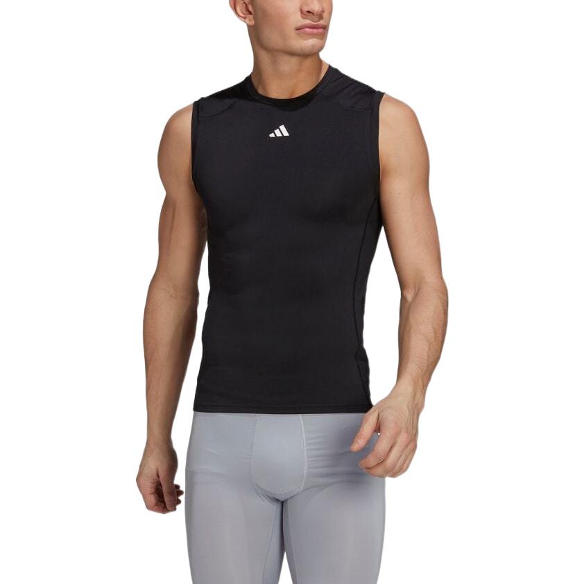 Men's adidas Round Neck Pullover Sports Sleeveless Black T-Shirt HK2338