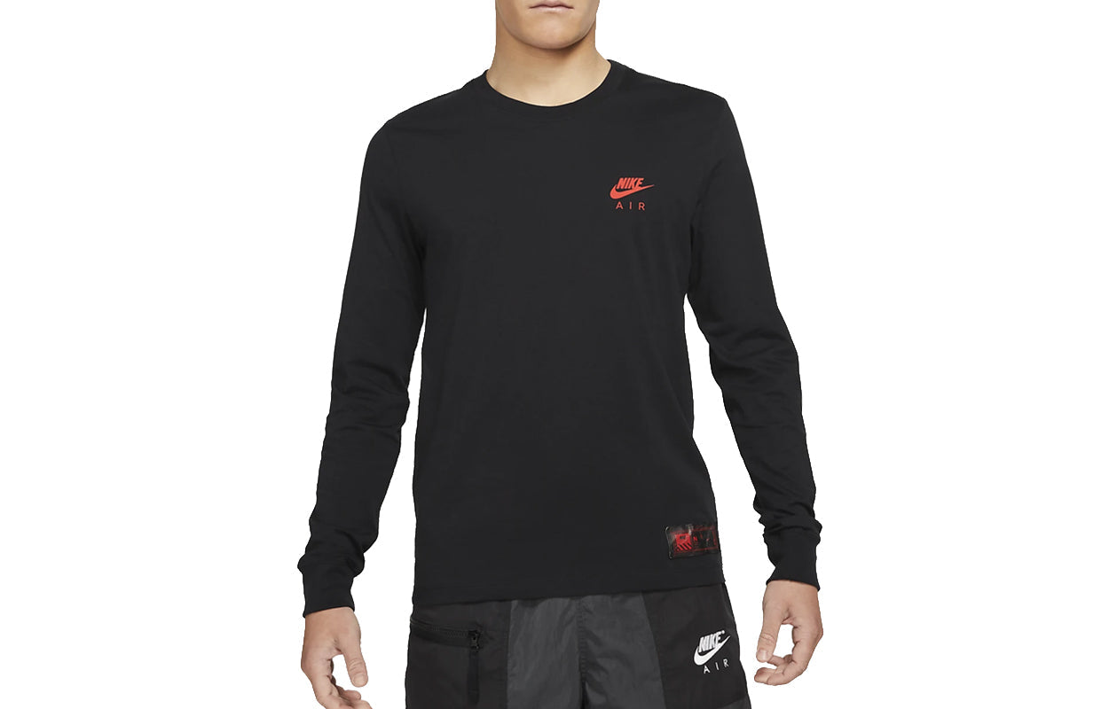 Men's Nike Air Back Print Sports Round Neck Long Sleeves Black T-Shirt DJ1380-010