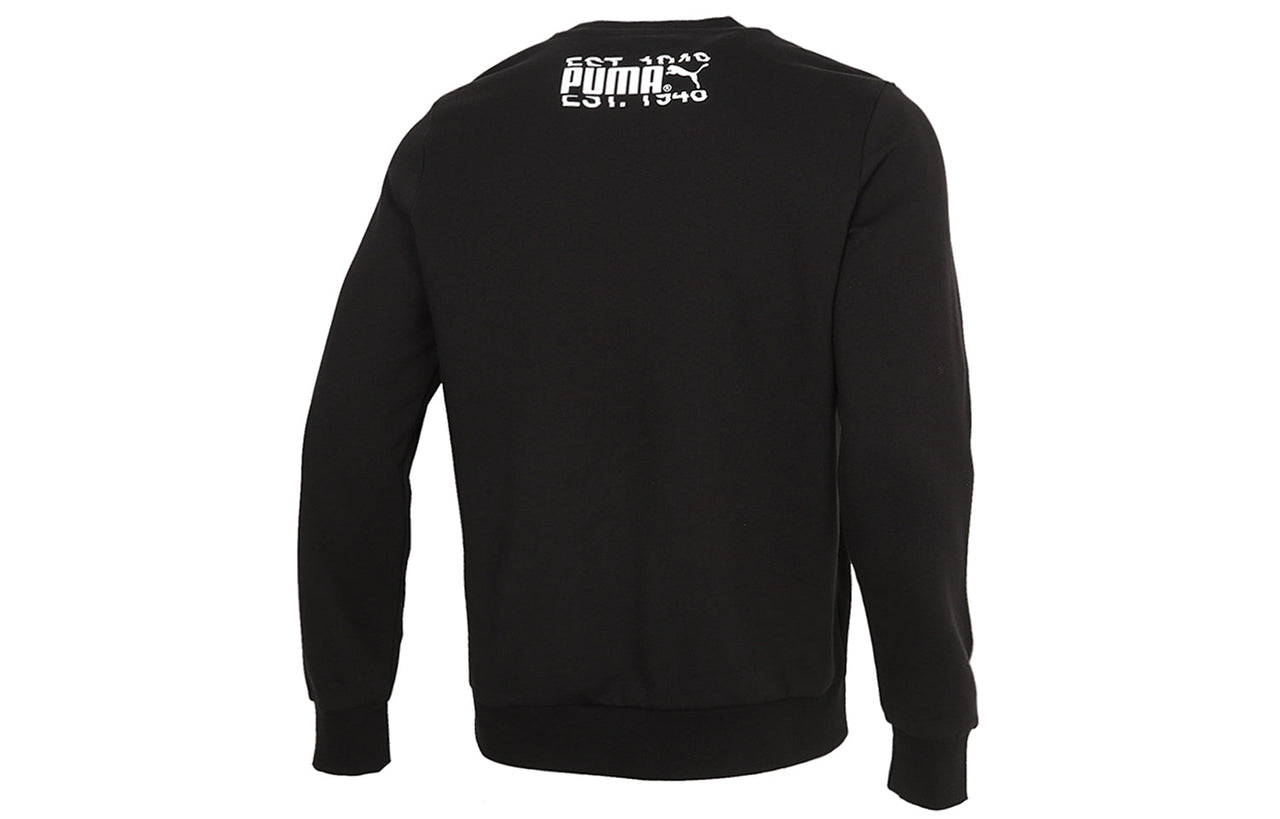 PUMA Alphabet Printing Sports Round Neck Pullover Black 531416-01