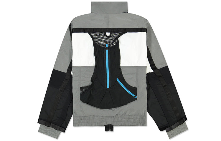 Men's Nike ISPA Series 3M Reflective Zipper Pocket Casual Jacket Windbreaker Gray 'Wolf Grey Black Blue' CD6368-012