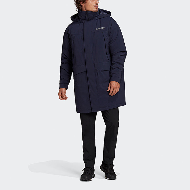 adidas Terrex Xplr Dwn Parka Sports Outdoor Hooded Down Jacket Men's Dark Blue GE9931