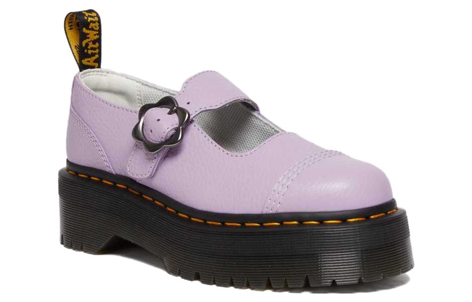 (WMNS) Dr. Martens Addina Flower Buckle Leather Platform Shoes 'Lilac' 30805308