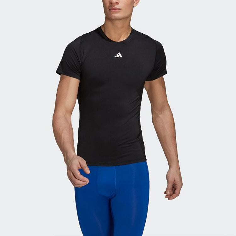 Men's adidas Solid Color Logo Printing Round Neck Short Sleeve Japanese Version Black T-Shirt HK2337