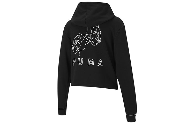 (WMNS) PUMA Style Cat Hoodie hooded Pullover Knit Short Black 587162-01