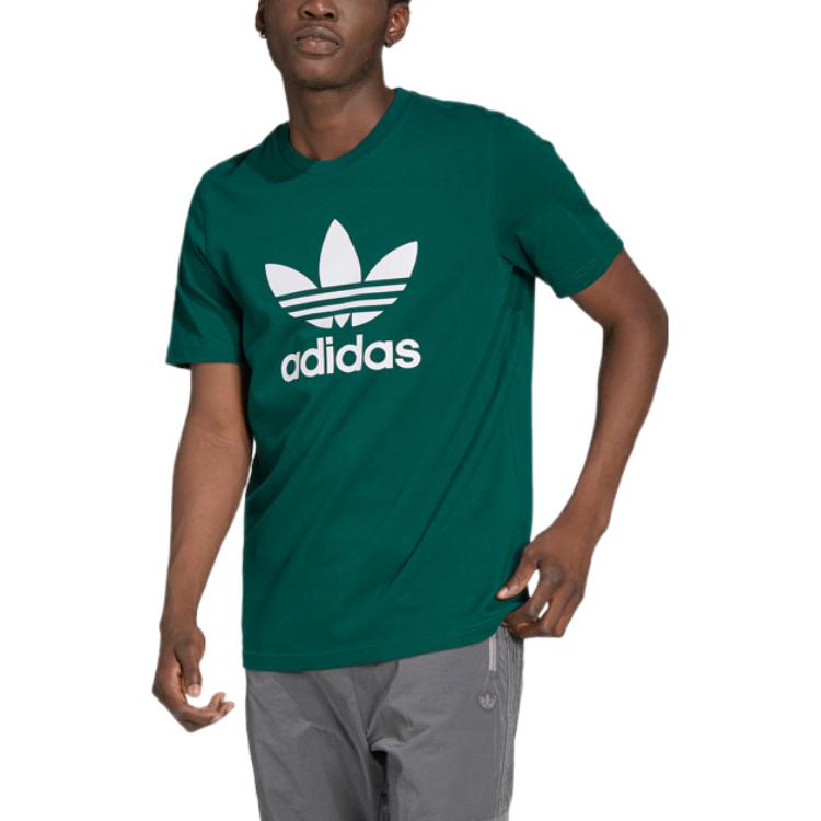 adidas originals Solid Color Logo Sports Short Sleeve Green HG1430