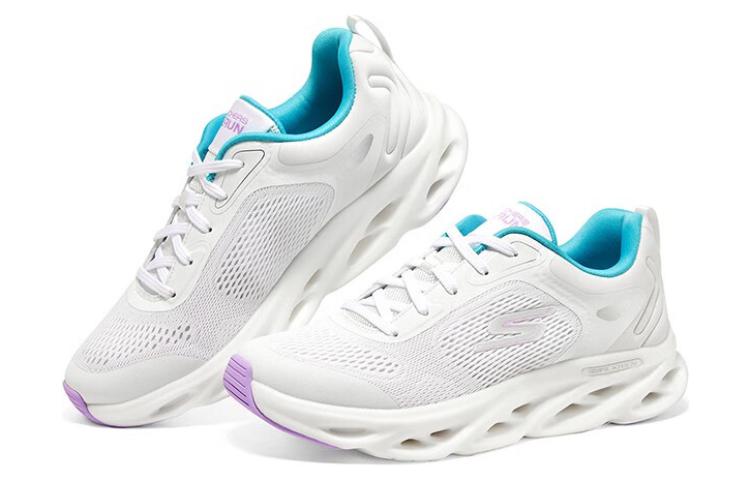 (WMNS) Skechers GO RUN Swirl Tech 'White Blue' 129496-WBL