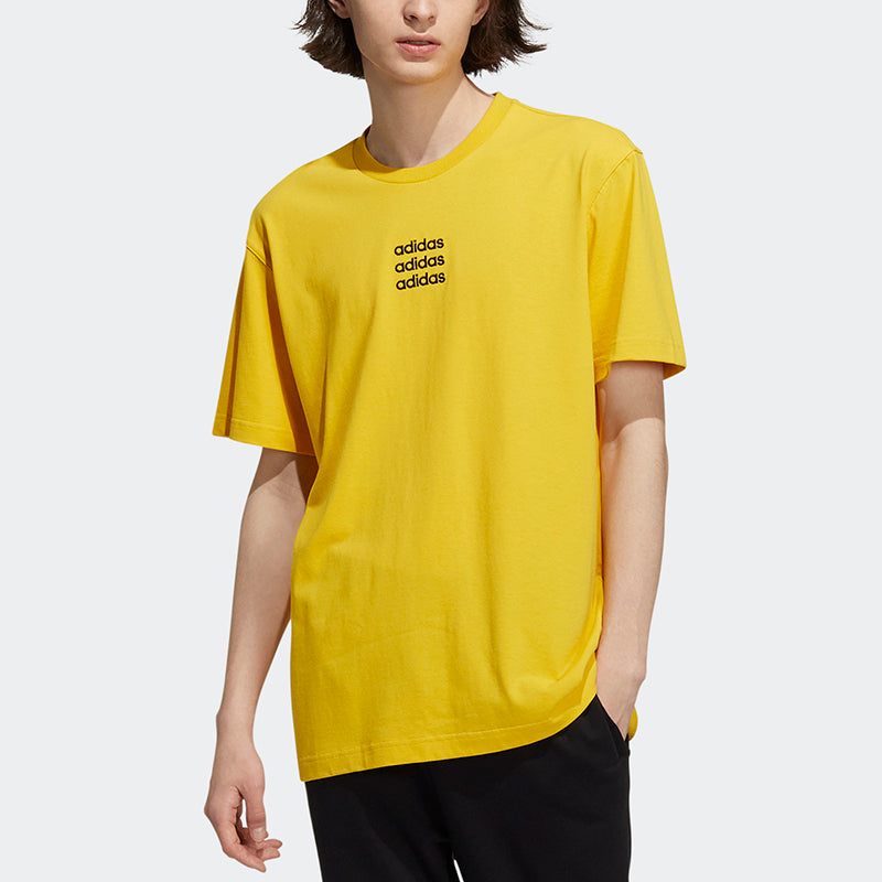 adidas neo Casual Breathable Sports Short Sleeve Yellow HC9951