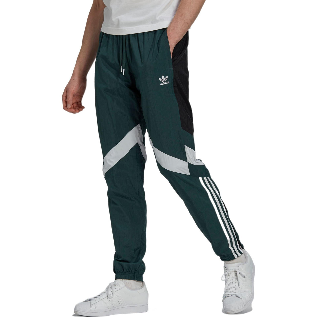 Men's adidas originals Woven Tp Logo Printing Elastic Waistband Drawstring Sports Pants/Trousers/Joggers Green HK7324