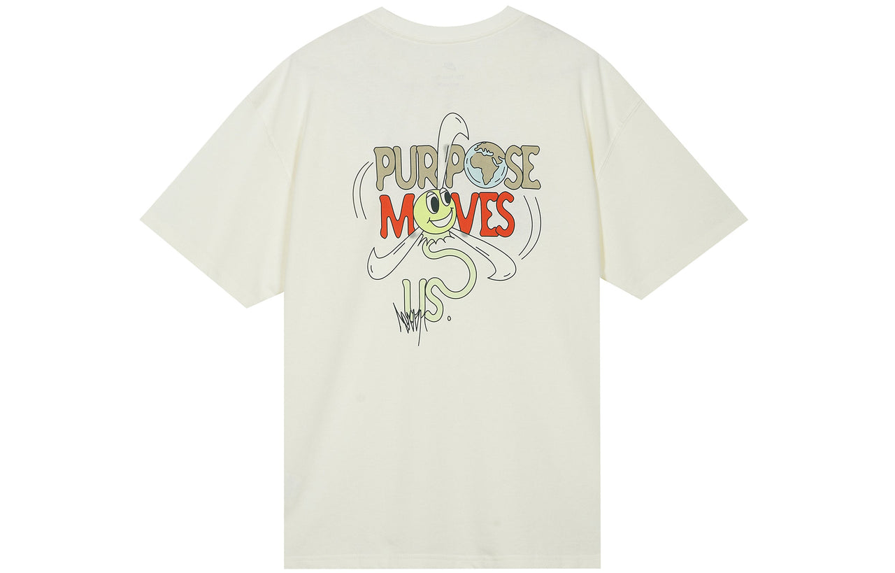 Men's Nike Multi-Color Printing Logo Round Neck Short Sleeve White T-Shirt DV5622-902