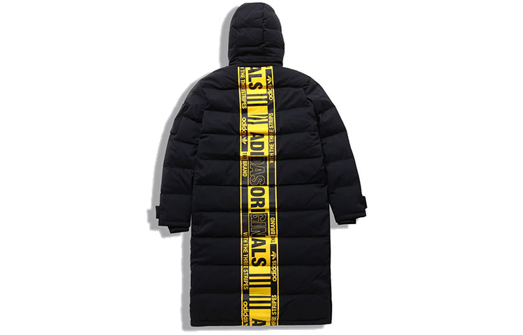 adidas originals Long Jacket Back logo mid-length hooded down Jacket Black GD5613