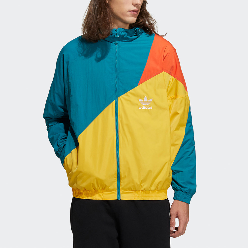 adidas originals Ts Wb Logo Printing Colorblock hooded track Jacket Green H46705