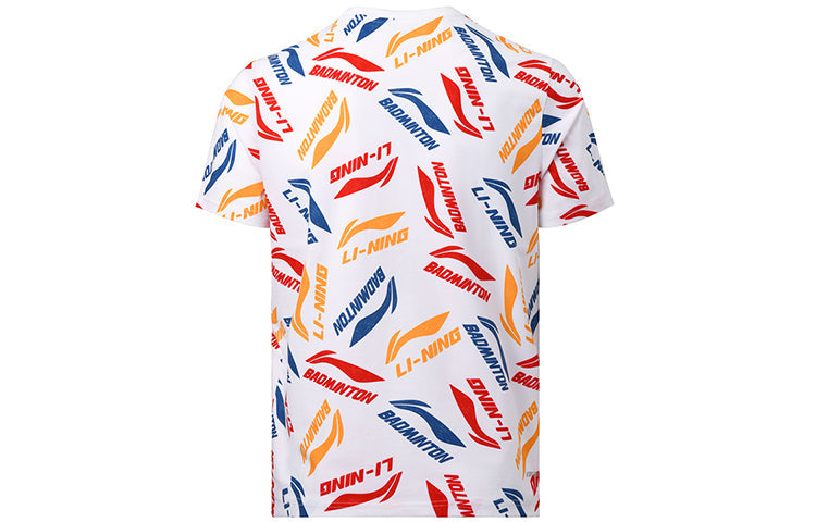 Li-Ning Badminton Series Full Print Logo Tee 'White Multi' AHSR867-1