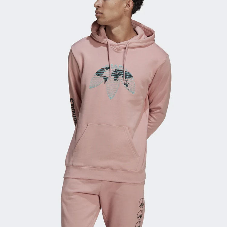 Men's adidas originals Alphabet Printing Large Logo Long Sleeves Pullover Pink HF4903