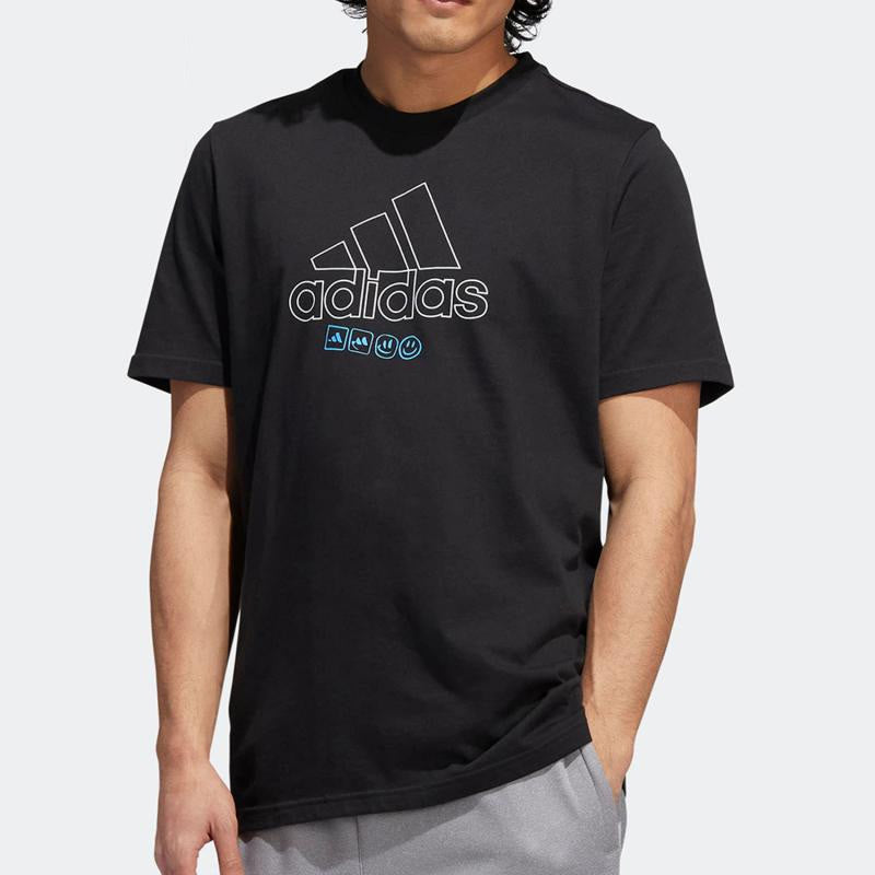 Men's adidas Minimalistic Alphabet Large Logo Printing Athleisure Casual Sports Round Neck Short Sleeve Black T-Shirt IB9430