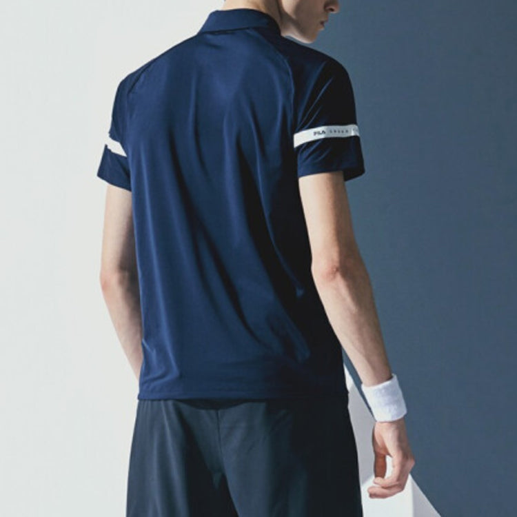 FILA Contrast Color Stitching Short Sleeve Polo Shirt Blue A11M021152F-NV