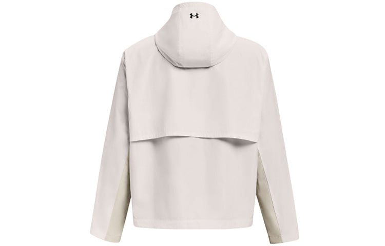 (WMNS) Under Armour Project Rock Woven Hooded Jacket White 1361076-112