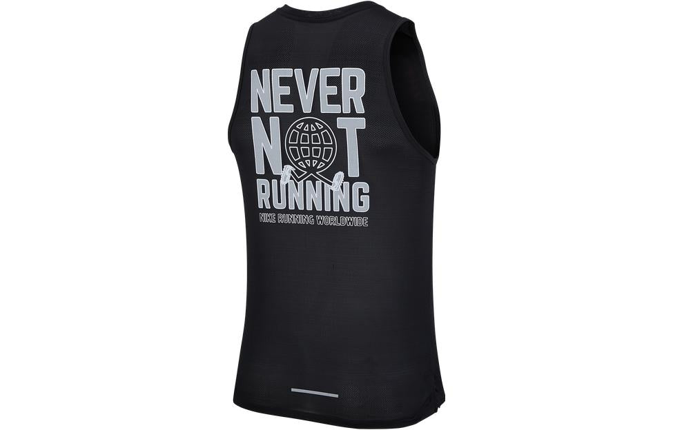 Men's Nike Miler Reflective Alphabet Quick Dry Running Sports Black Vest DD1554-010