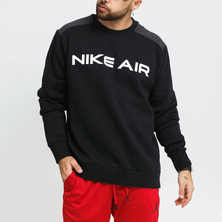 Men's Nike Air Logo Printing Round Neck Pullover Long Sleeves Black DA0220-010