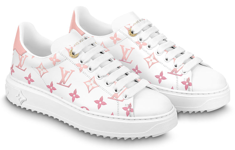 (WMNS) LOUIS VUITTON Time Out Sneakers 'White with Pink Monogram' 1AAEG2