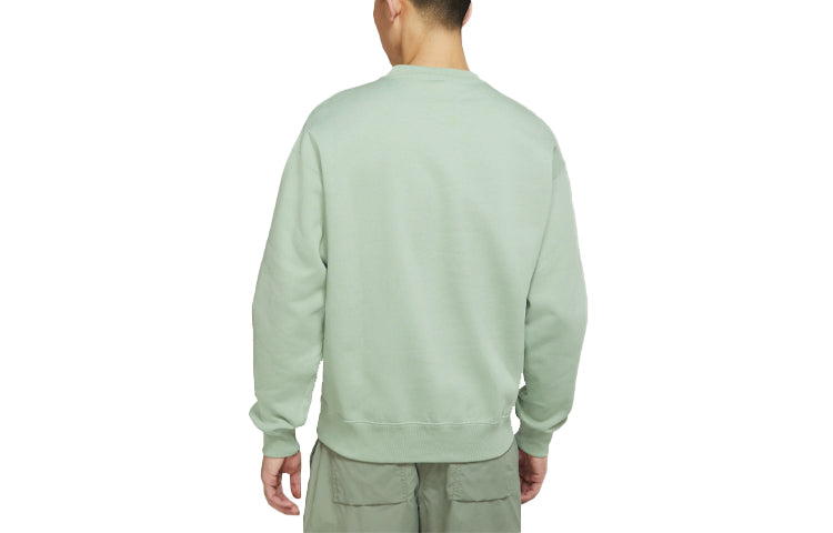 Men's Nike Lab Fleece Crew Solid Color Plush Stay Warm Sports Round Neck Pullover Light Green DA0318-006