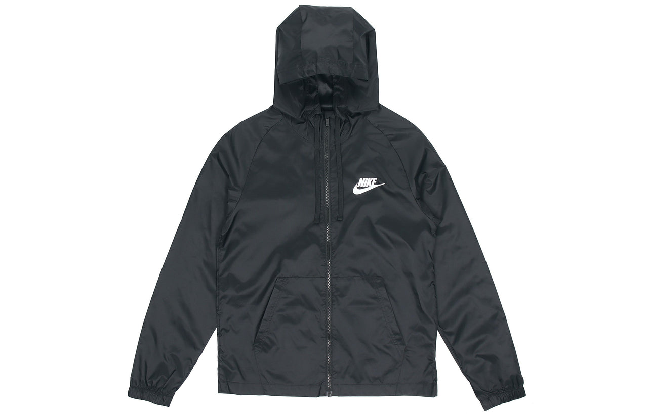 Nike Back Large Logo Zipper hooded track Jacket Black CZ8677-010