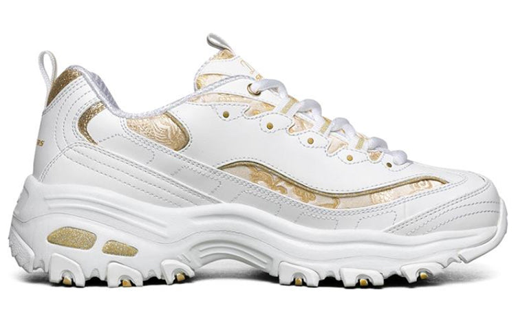 (WMNS) Skechers D lites 1.0 White/Gold 13091-WHT