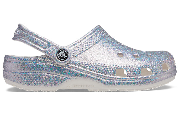 Crocs Classic Casual Unisex Metallic Silver Pink Sandals 207551-90H