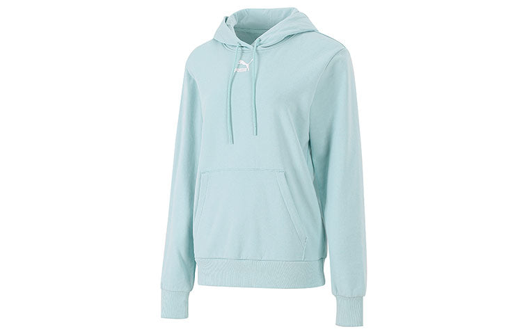 (WMNS) PUMA Hoody Logo Pattern Printing Sports Drawstring Hoodie Light Blue 534417-76
