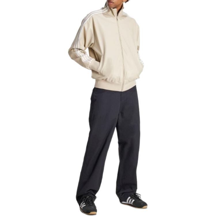 adidas Firebird Adicolor Three Stripes Synthetic Fabric Loose Jacket Asia Sizing 'Beige' IZ4036