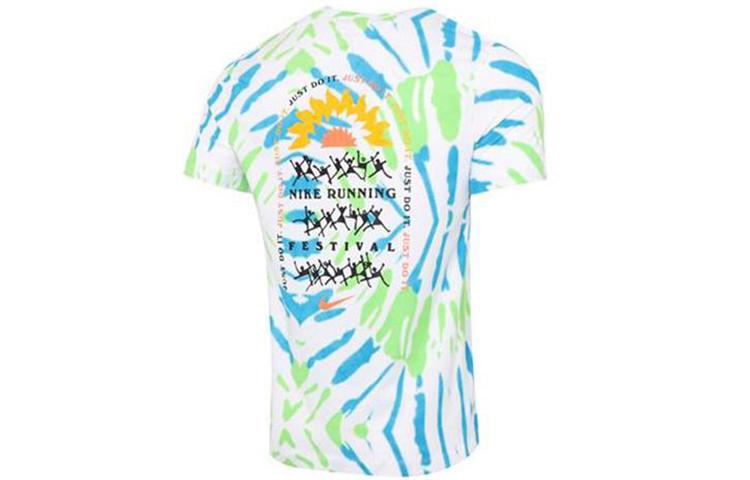 Nike Dri-fit Quick Dry Knit Printing Sports Short Sleeve White CZ9892-100