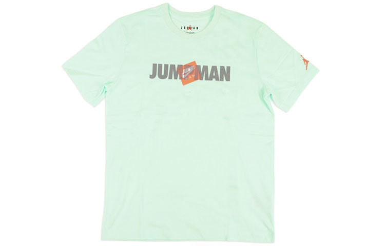 Air Jordan Jumpman Alphabet Printing Sports Round Neck Short Sleeve Light Green CV3406-394