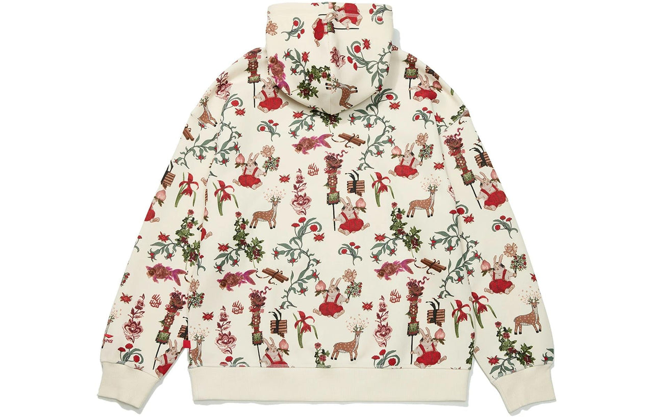 (WMNS) Li-Ning Rijindoujin All-Over Print Hoodie 'Beige' AWDT056-7