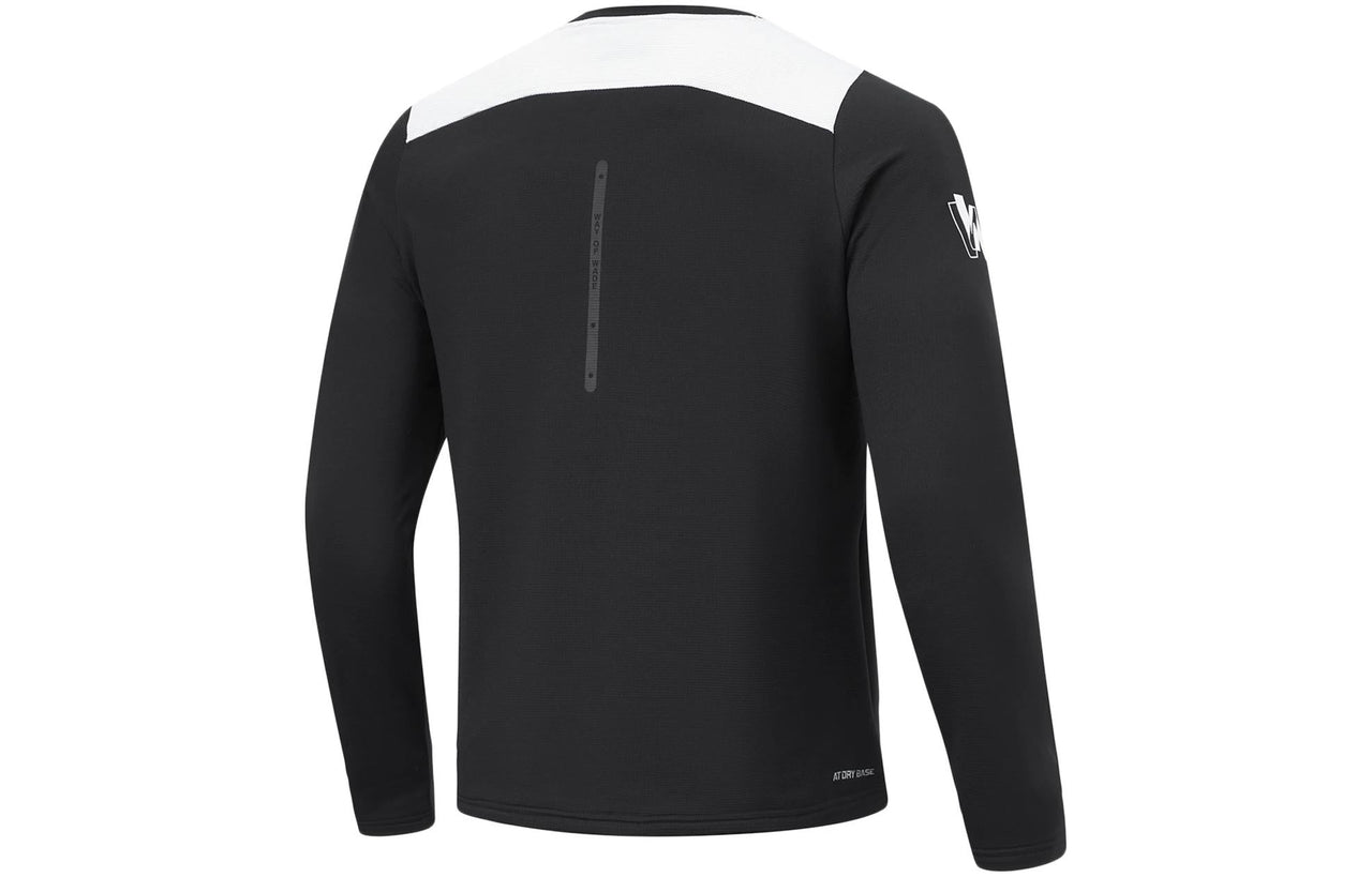 Li-Ning Way Of Wade Logo Warm Fleece Long Sleeve T-shirt 'Black White' ATLT109-1
