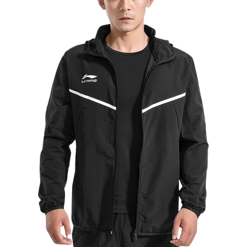 Li-Ning Logo Sports Full Zip Hooded Jacket 'Black' AFDR301-3