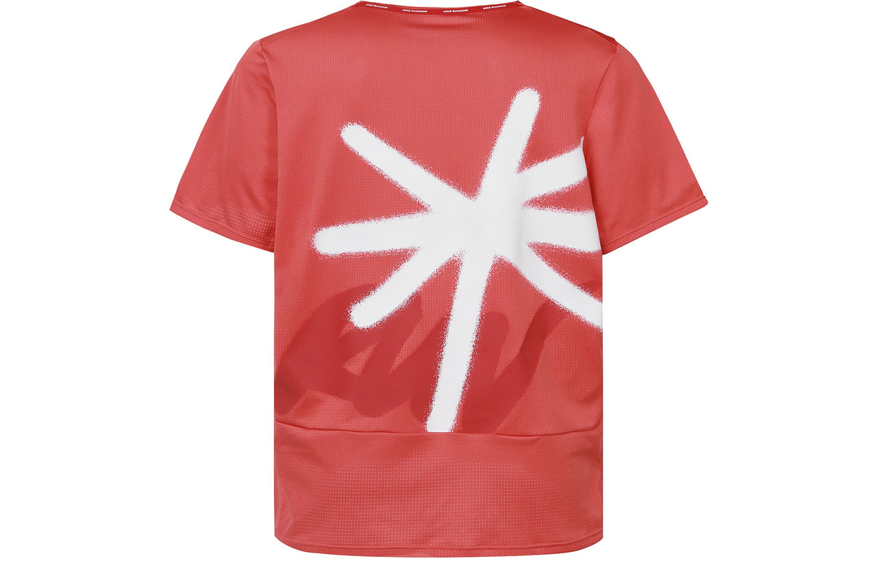 Nike Dri-FIT Wild Run Rise Back Printing Running Sports Quick Dry Breathable Short Sleeve Red DD5356-605
