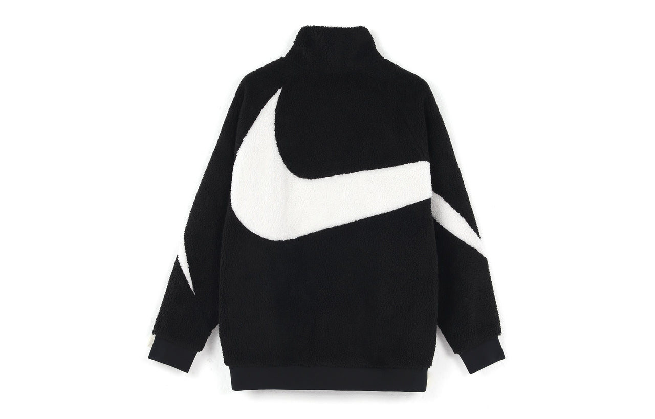Nike Big Swoosh Reversible Boa Jacket Asia Sizing 'Black White' BQ6546-011