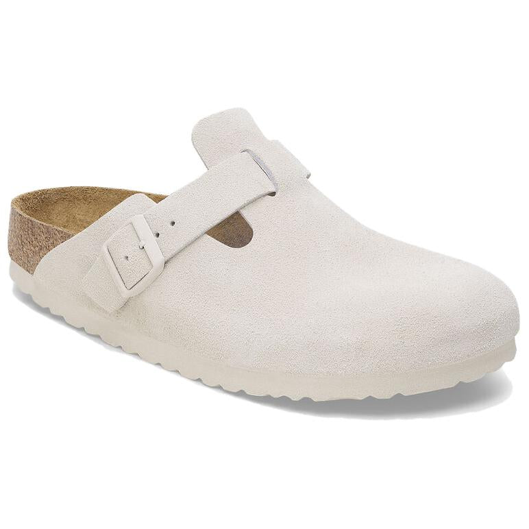 Birkenstock Boston Soft Footbed Suede Leather Sandals 'Antique White' 1027667