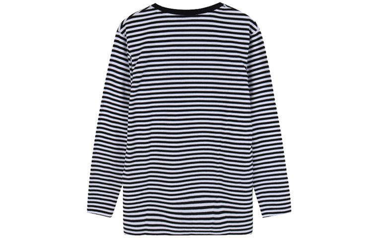 Nike Air Top Ls Alphabet Logo Printing Black White Stripe Long Sleeves Black White 930462-101