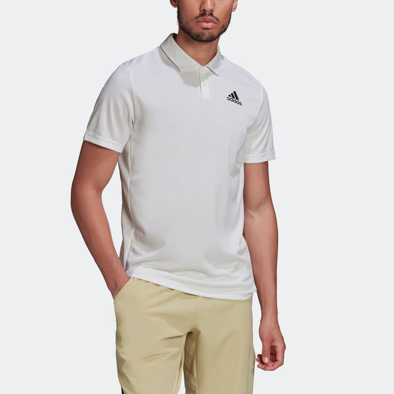 adidas Casual Breathable Tennis Sports Short Sleeve Polo Shirt White HC2714