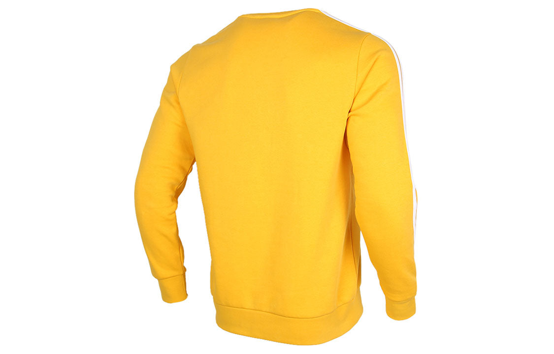 adidas E 3s Crew Fl logo Printing Fleece Stay Warm Casual Sports Pullover Round Neck Yellow GD5387