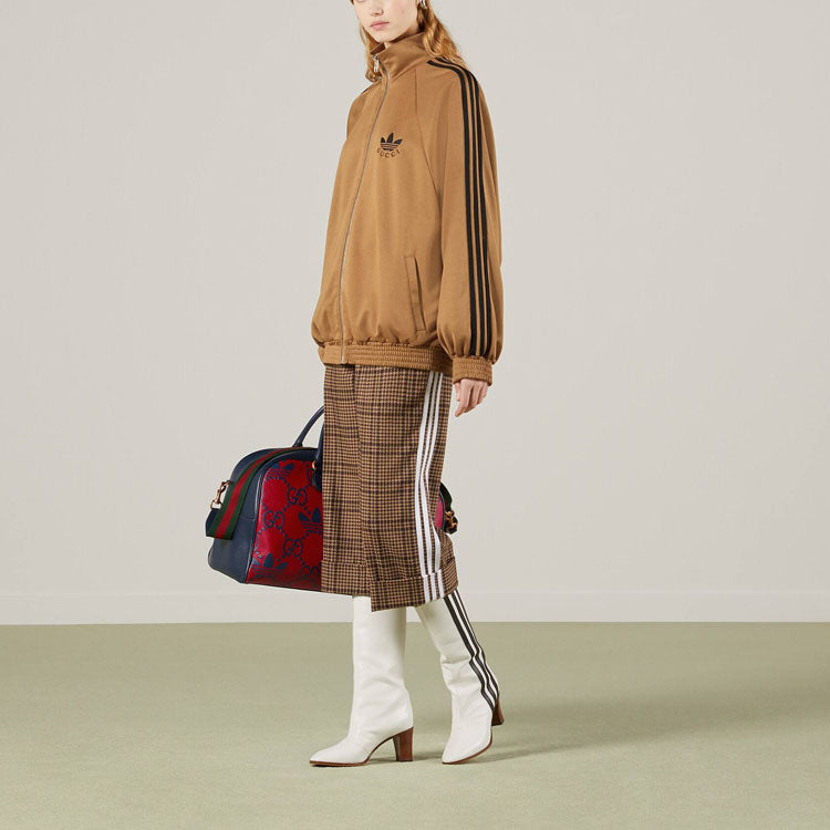 (WMNS) Gucci x adidas Cotton Jersey Zip Jacket 'Beige Black' 712952-XJEGU-2177